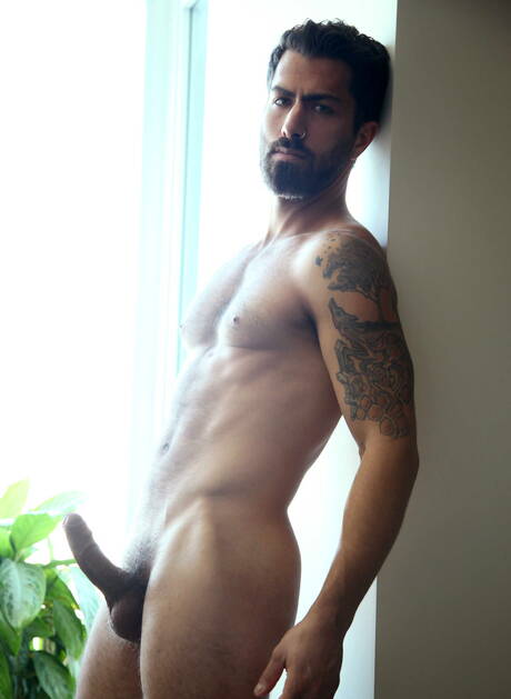 American pornstars hairy stud Adam Ramzi and strongman Killian James sucking and fucking each other