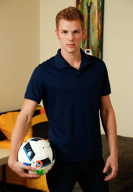 Pretty american guys young Ty Thomas and young dude Christian Bay fuck after blowjob