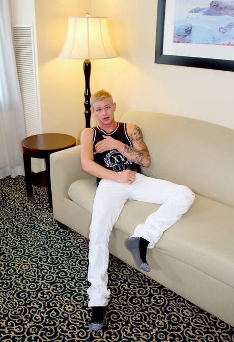 Young dude Shawn masturbating outside