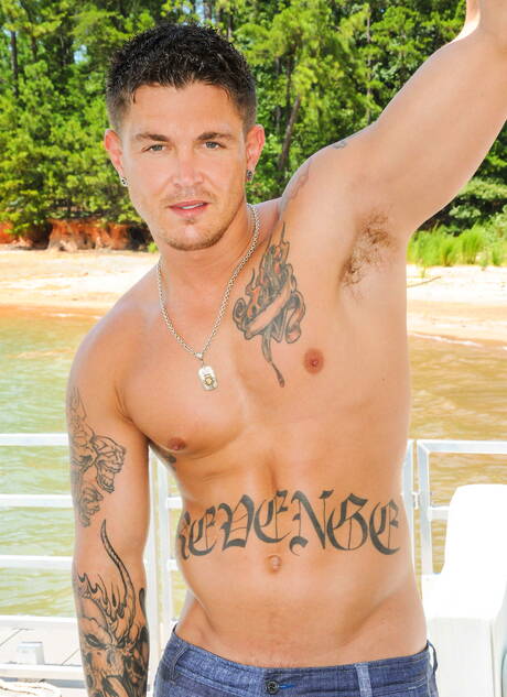 Jimmy Johnson, Tommy Defendi, Andrew, Sebastian Young, Brett in gangbang scene in the pool