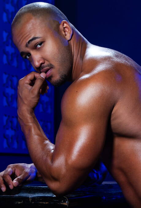 Black beefcake Jason Vario and  Alexander Kristov have a hot interracial sex