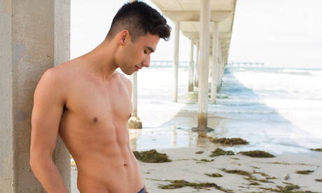 Sexy americans, beautiful boy Joey Mills and beautiful boy Cole Turner make a love at pool