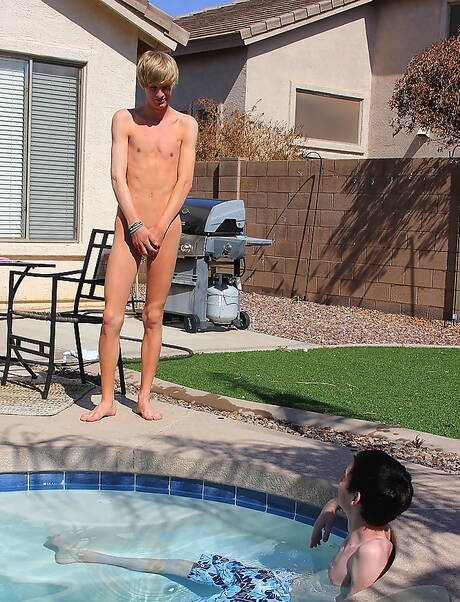 Young boy Noah Carlisle and young boy Liam Summers have a hot sex in the pool