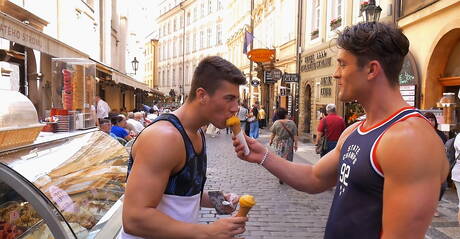 Adam Archuleta, Yannis Paluan, Serge Cavalli relaxing outdoors