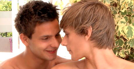 Two czech guys beefcake Marc Ruffalo and young boy Gregg Meyjes fuck ass after blowjob outdoor