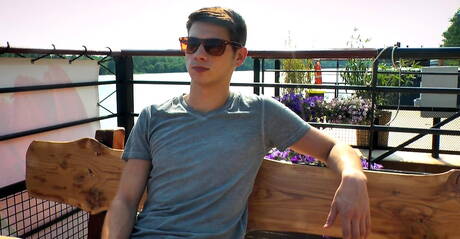 Czech superstud Adam Archuleta and american young dude Chase Austin in hot anal sex outside