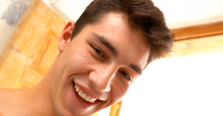 Czech stud Antony Lorca teasing his dick in hot shower