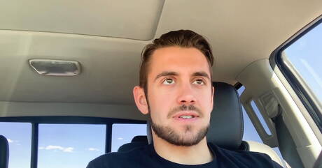 American muscular Dante Colle stripping off outside