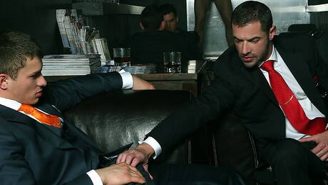 Serious mature gays Alex Parry, Carlos Caballero, Patrik licking ass and sucking big cocks