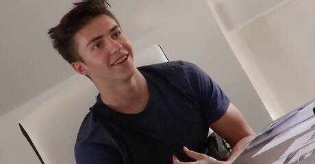 Tough guy Ashton Montana and husky guy Cristiano Cruzo fuck ass after sucking outdoor