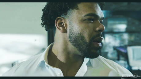 Superstud Brock Johnsyn and american strongman Trevor Brooks in black on white sex