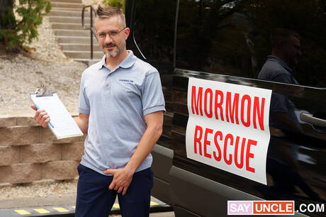 American stars young Sherman Maus and young boy Jesse Bolton make a love outside