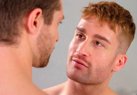 Canadian young boy Benjamin Blue and french otter Olivier Robert make a love