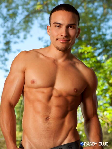 Two american boys sexy guy Marcel Cruz and sexy boy Nicco Sky in cock sucking scene outdoor