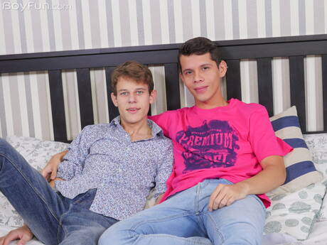Twink Andy Reyes and hot twink Ollie Barn in hot homosexual action
